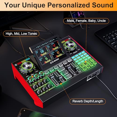 Podcast Microphone Bundle with Live Sound Card Audio Mixer, Podcast Equipment Bundle with 3.5mm Condenser Microphone for Pc/Phone Live Streaming Singing Gaming, Sound Board with Voice Changer, Denoise - Image 11