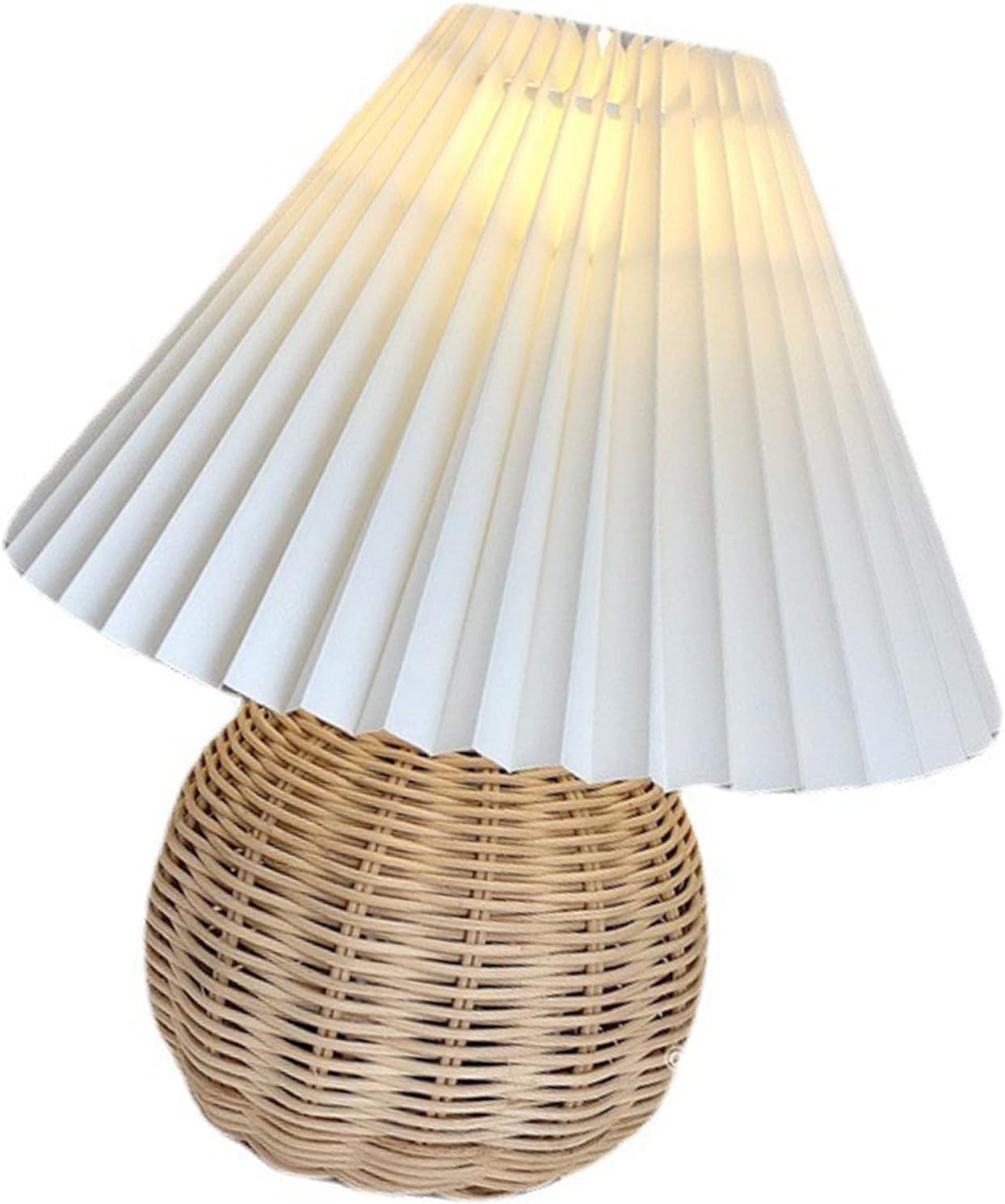 Table Lamp Rattan Pleated Aesthetic Vintage Lamp Bedside Nightstand Mini Lamp for Bedroom Living Room Side Table - Image 9