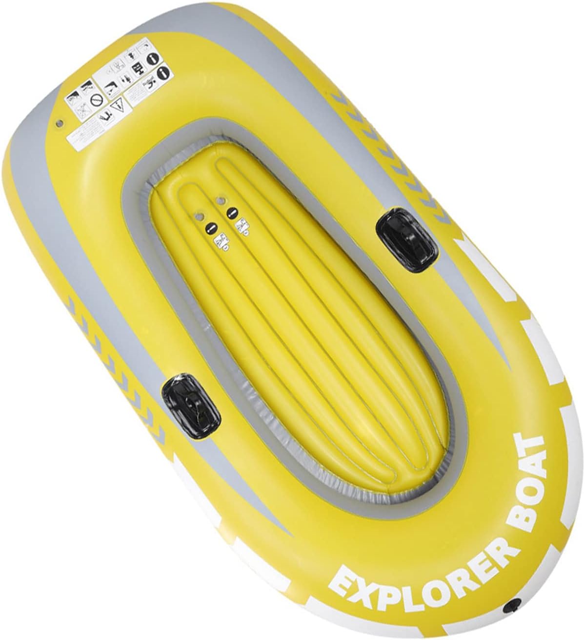 Inflatable Kayak Boat, Heavy Duty Inflatable Canoe Yellow Inflatable Kayak with Two Paddle Mounts Double Valve Design for 2 Person PVC Air Boat - Image 4