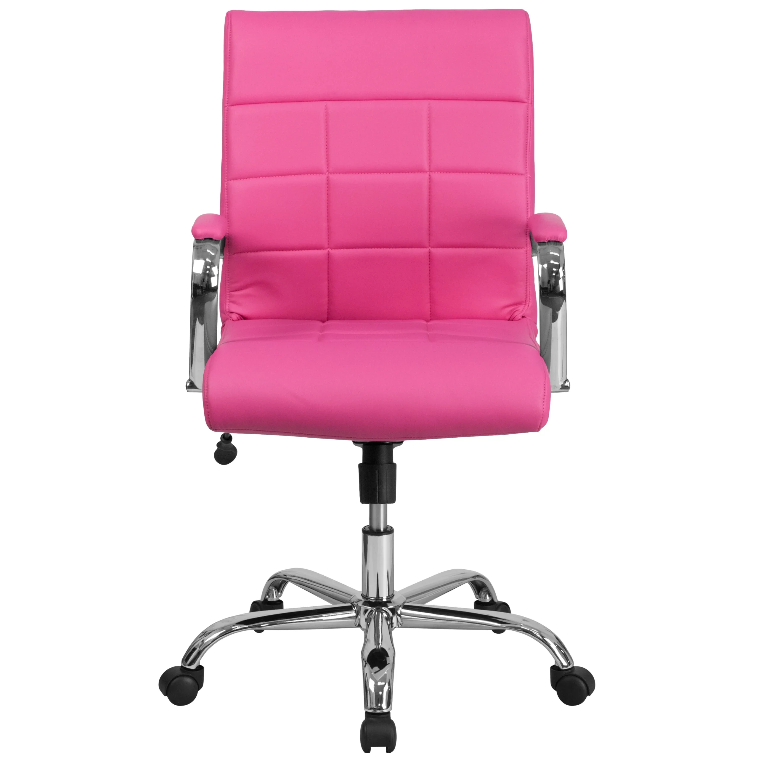 Emma + Oliver Mid-Back Pink Vinyl Executive Swivel Office Chair with Chrome Base and Arms - Image 12