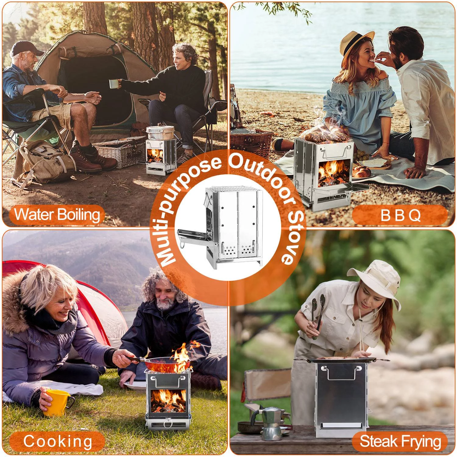 Folding Wood Burning Camp Stove, iMounTEK Small Portable Stainless Steel Backpacking Stove Outdoor Cooking Tents Heating Hiking Survival, Mini BBQ Stove with Carry Bag - Image 8
