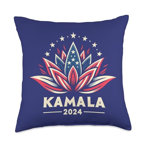 Kamala Harris 2024 American Lotus Presidential Campaign Throw Pillow