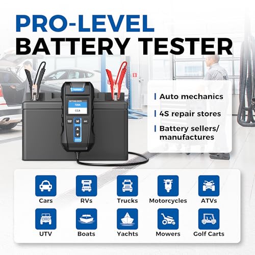 Car Battery Tester 12V 24V 100-2000CCA Lead-Acid Battery, TOPDON BT300P Alternator Tester, Load Tester, with Built-in Printer, Spark Free Metal Clamps, Automatic Reverse Polarity Protection - Image 7