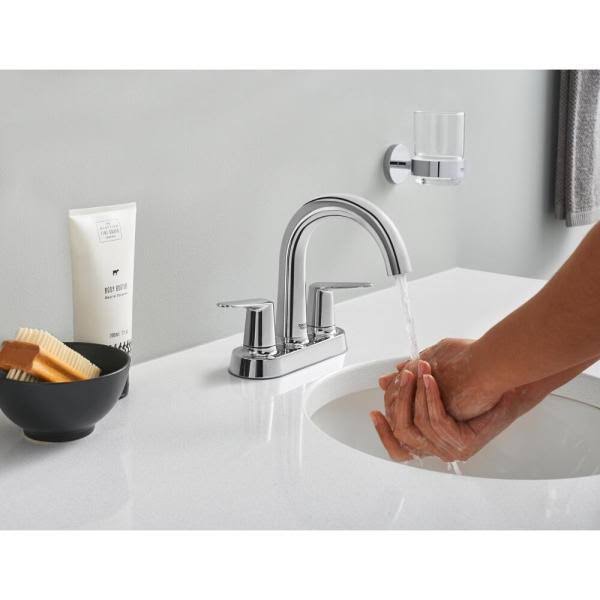Grohe Veletto 4 in. Centerset 2-Handle High-Spout Bathroom Faucet in Starlight Chrome 20582000 - Image 4