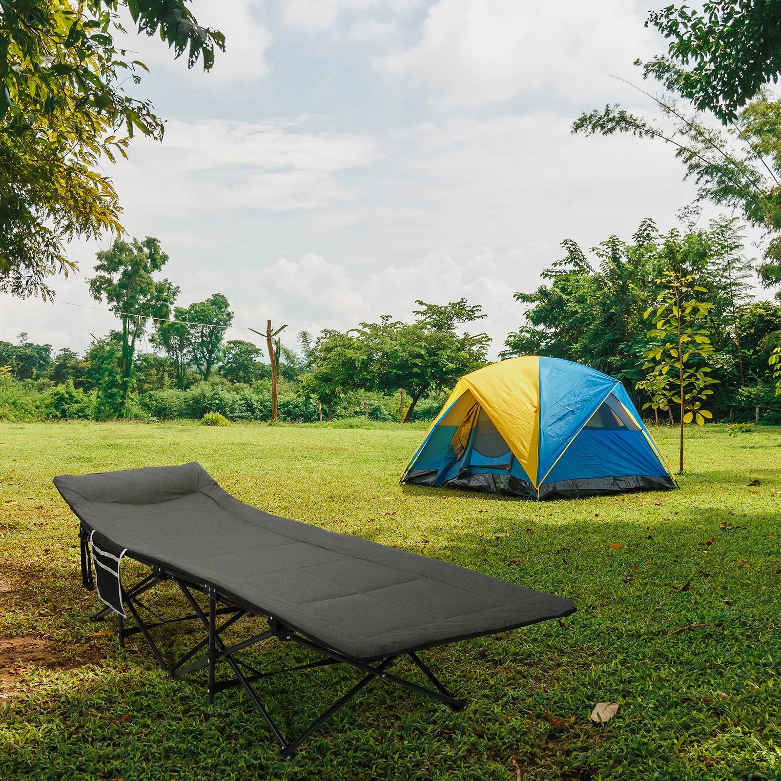 Folding Camping Cot ?C Deluxe Collapsible Single Person Bed in a Bag w/Pillow for Indoor & Outdoor Use ?C Ultra Lightweight, Comfortable, Heavy Duty Design Holds Adults & Kids - Image 2