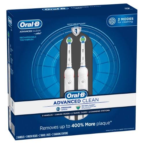 Oral-B Advanced Clean Power Rechargeable Electric Toothbrushes 2-Pack - Image 2
