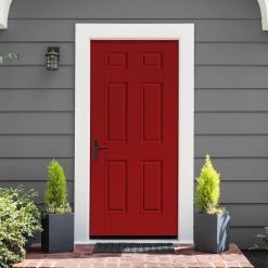 Alternative view of Therma-Tru Benchmark Doors 32-in x 80-in Fiberglass Left-Hand Inswing Ready to Paint Unfinished Prehung Single Front Door in Whi