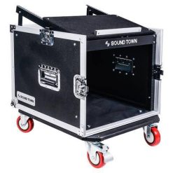 Alternative view of Sound Town 8-Space Pa/dj Rack/Road Case with Slant Mixer Top and Casters (STMR-8UW)