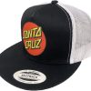 SANTA CRUZ Classic Dot High Profile Mesh Trucker Hat, One Size, Black/White