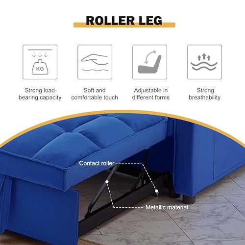 3 in 1 Sleeper Sofa Bed, Futon Sofa Bed for Living Room with Side Pocket, Black Sleepers Sofa Couch with Pullout Bed, Convertible Love Seat Sleepers Bed for Living Room, Bedroom, Small Space - Image 49