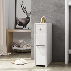 Alternative view of Spirich Home Slim Bathroom Storage Cabinet, Free Standing Toilet Paper Holder, Bathroom Cabinet Slide Out Drawer Storage,White
