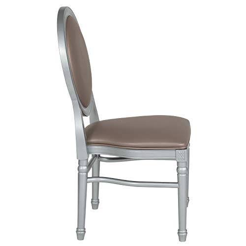 Flash Furniture 2 Pk. Hercules Series 900 lb. Capacity King Louis Chair with Taupe Vinyl Back and Seat and Silver Frame - Image 3