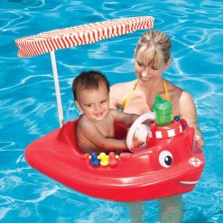 Alternative view of SwimWays Plastic Molded Baby Swimming Pool Tug Boat Float with Toys and Canopy