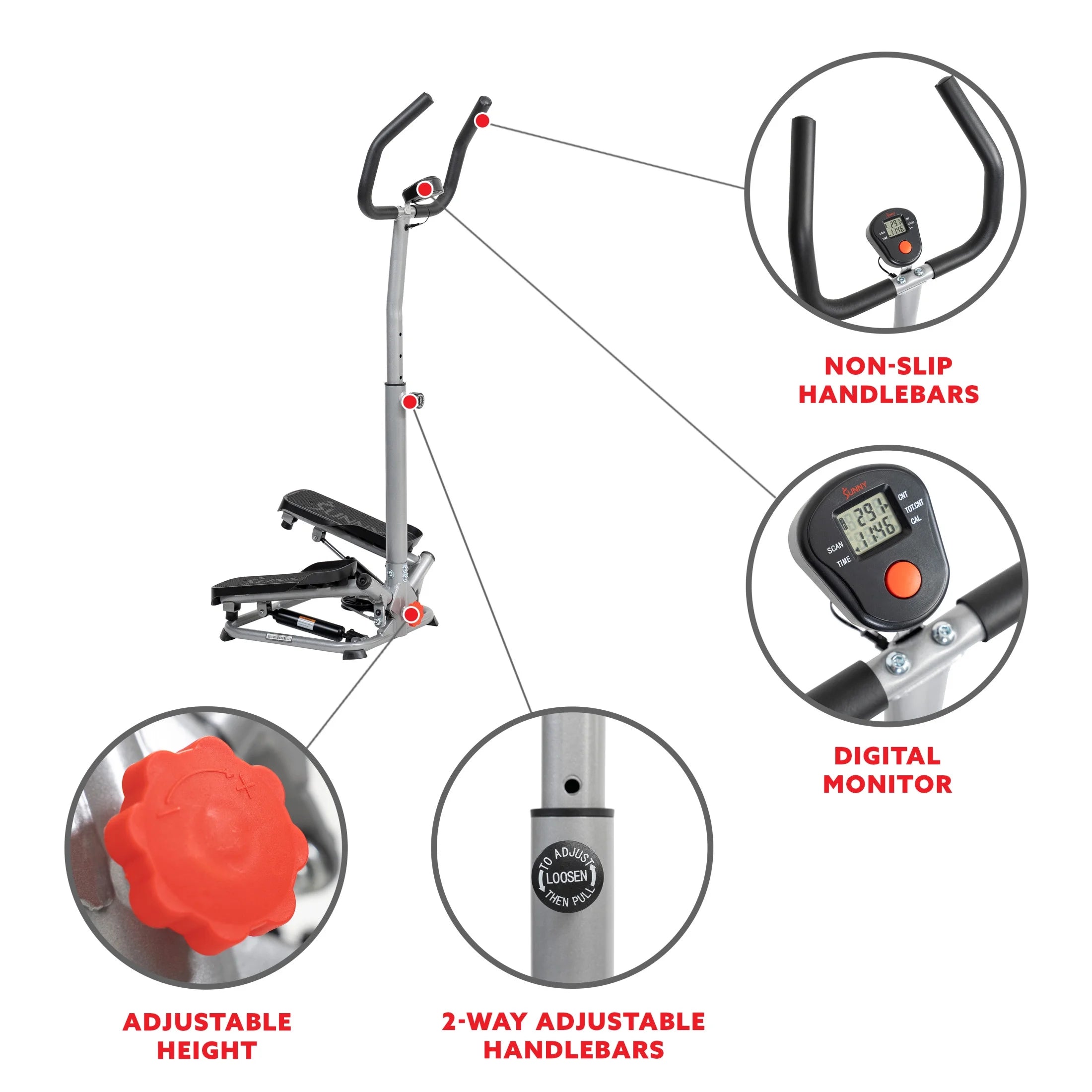 Sunny Health & Fitness Twist Stair Stepper Machine with Handlebar ?C SF-S020027 - Image 7