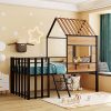 Harper & Bright Designs Kids House Beds Low Loft Bed Frame with Roof, Window, Guardrail and Ladder, Metal Twin Size Loft Bed for Kids Teens Girls Boys (Twin, White)