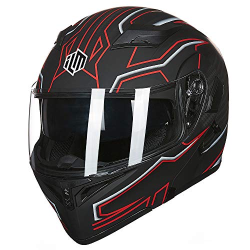 ILM Motorcycle Dual Visor Flip up Modular Full Face Helmet DOT 6 Colors Model 902 - Image 26