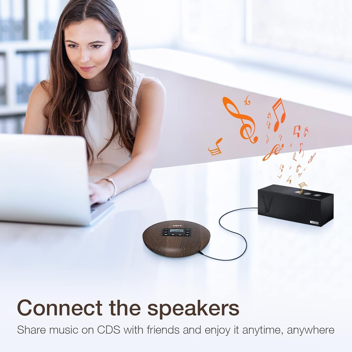 HOTT CD611 Portable CD Player for Home Travel and Car with Stereo Headphones, Anti-Shock ,Wood Grain - Image 5