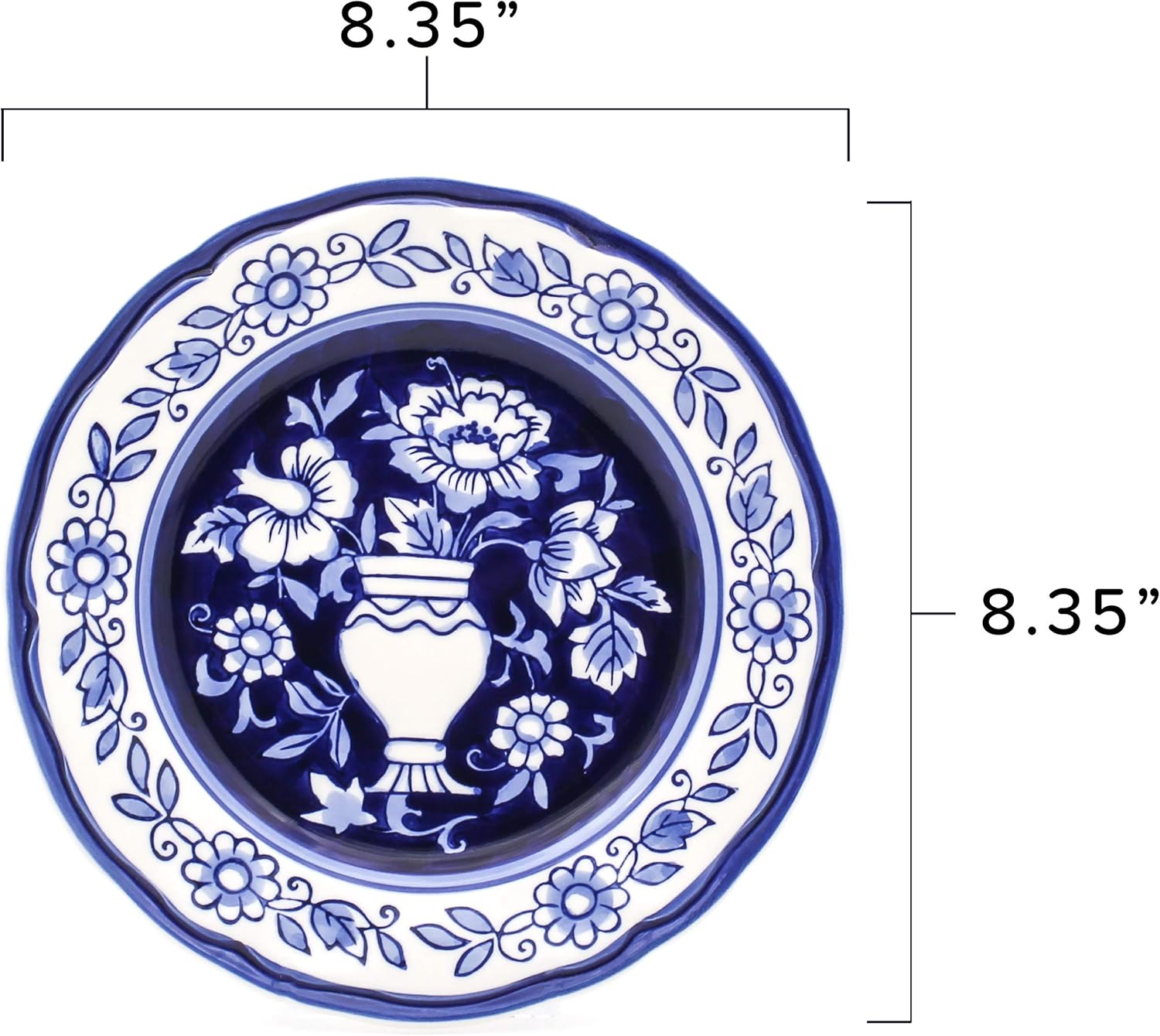 Euro Ceramica Blue Garden 16 Piece Oven Safe Hand Painted Stoneware Dinnerware Set, Service for 4, Bold Vase Design/Floral Pattern, White and blue - Image 8