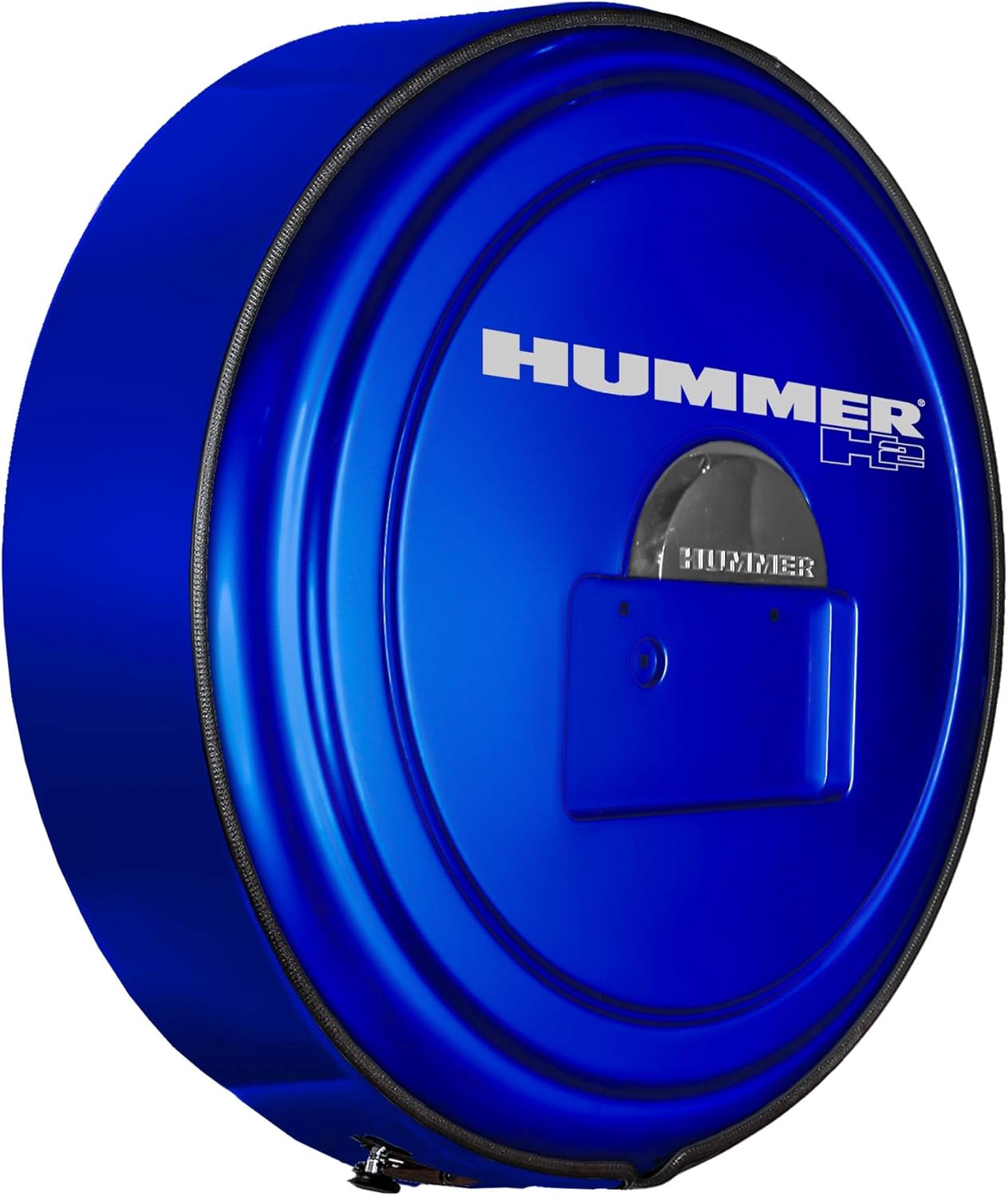 Boomerang Hummer H2 (05-10) – Color Matched MasterSeries Hard Tire Cover – (Color Matched Plastic Face & Stainless Steel Ring) – Hummer H2 Logo – Pewter Metallic