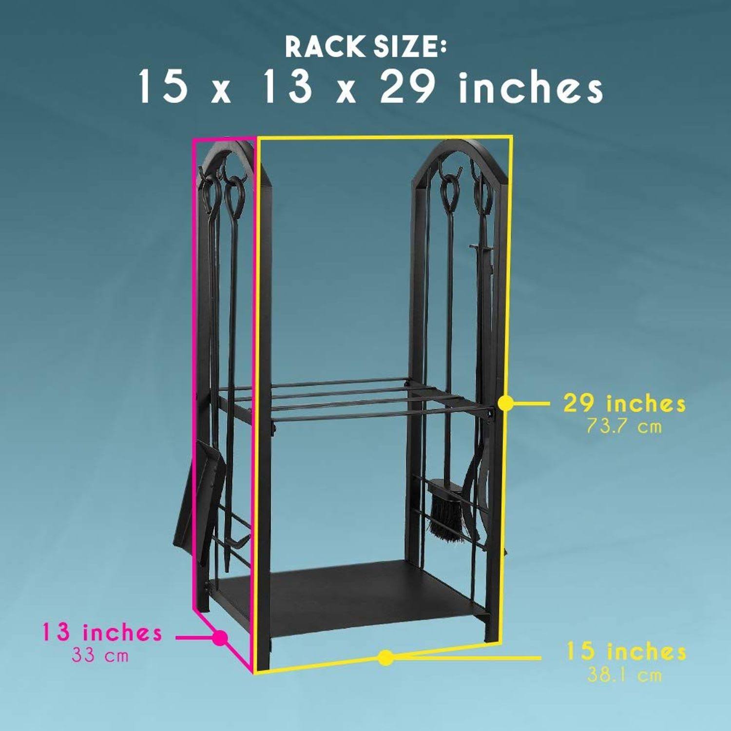 Juvale Firewood Rack with 4 Fireplace Tools – Fireplace Log Holder for Indoor An - Image 3