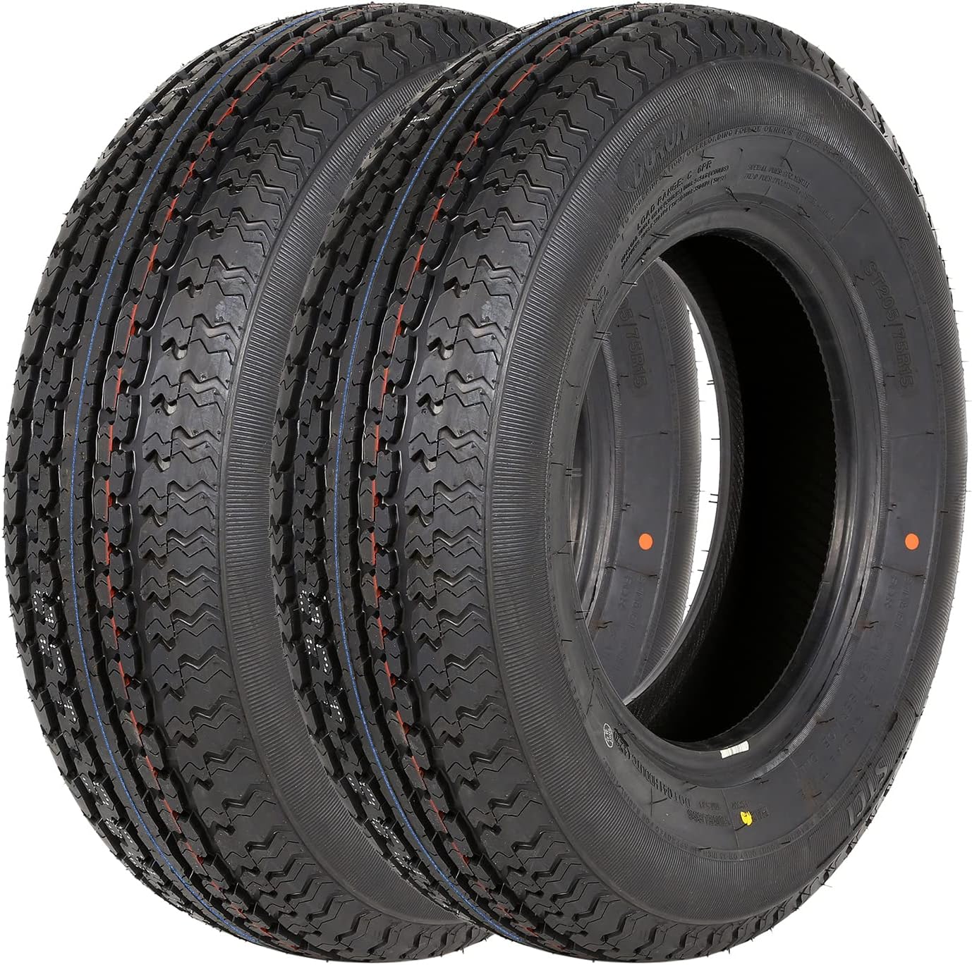 WEIZE ST205 75R15 205 75 r15 Radial Trailer Tire, 8-Ply Load Range D, Set Of 2