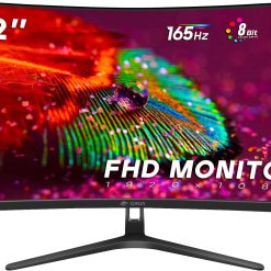 CRUA 32 inch 165Hz Ultrawide Monitor, Curved Gaming Monitor, PC Monitor FHD 1080P Monitor, 1800R Display, 1ms GTG, Freesync and Low Motion Blur, 90% SRGB Colors Gamut, DP,HDMI,DVI Port-Black(VESA)