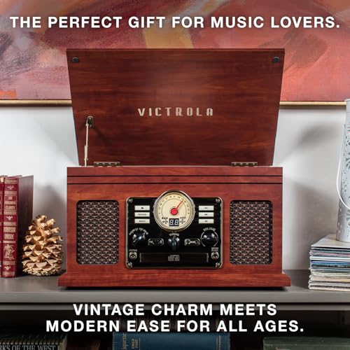 Victrola The Quincy 6-in-1 Bluetooth Record Player & Multimedia Center with Built-in Speakers ?C 3-Speed Turntable, CD & Cassette Player, AM/FM Radio, Wireless Music Streaming (Natural) - Image 11