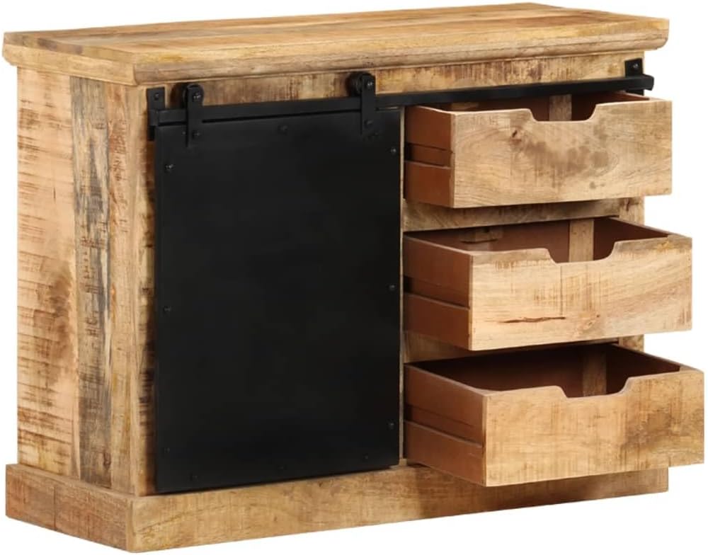 Living Room Storage Cabinet Storage Cabinet Entryway Cabinet Laconic Cabinet Storage Shelf Wine Cabinet Retro Style Textured Sideboard Textured Sideboard 31.5×11.8×23.6 Solid Mango Wood - Image 3