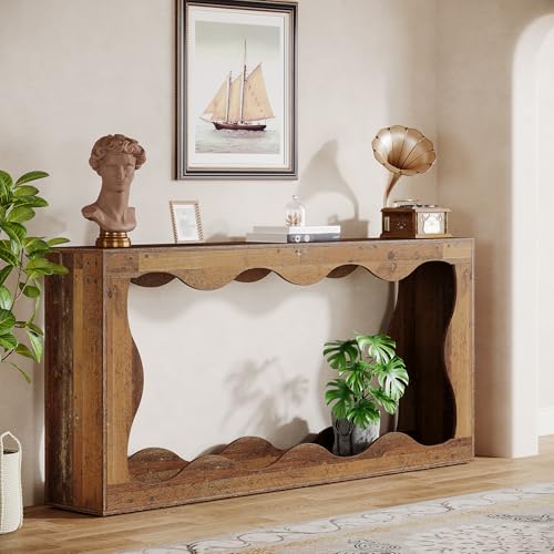 Tribesigns 63 Inches Farmhouse Console Table with Storage, Couch Table Behind Sofa, Long Entryway Sofa Station, Narrow Console Stand, Hallway Stand for Entryway Living Room, Brown - Image 24