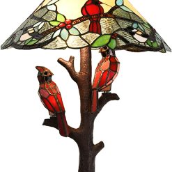 River of Goods 24 Cardinal Triple-Lit Stained Glass Table Lamp