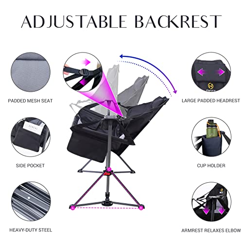 Nice C Hammock Camping Chair, Camping Chair Rocker, Swinging Chair, High Back with Stand, Cup Holder, Side Pocket, Heavy Duty (1-Pack) - Image 5