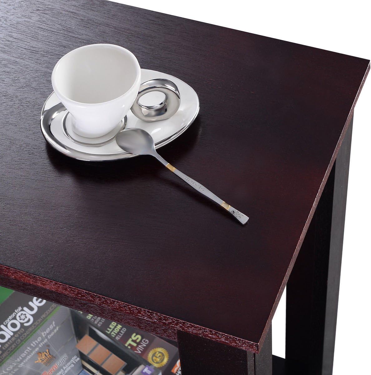 Casart End Table Coffee Sofa Wooden End Shelf Living Room Bedroom Chair Side Table Furniture Espresso - Image 3
