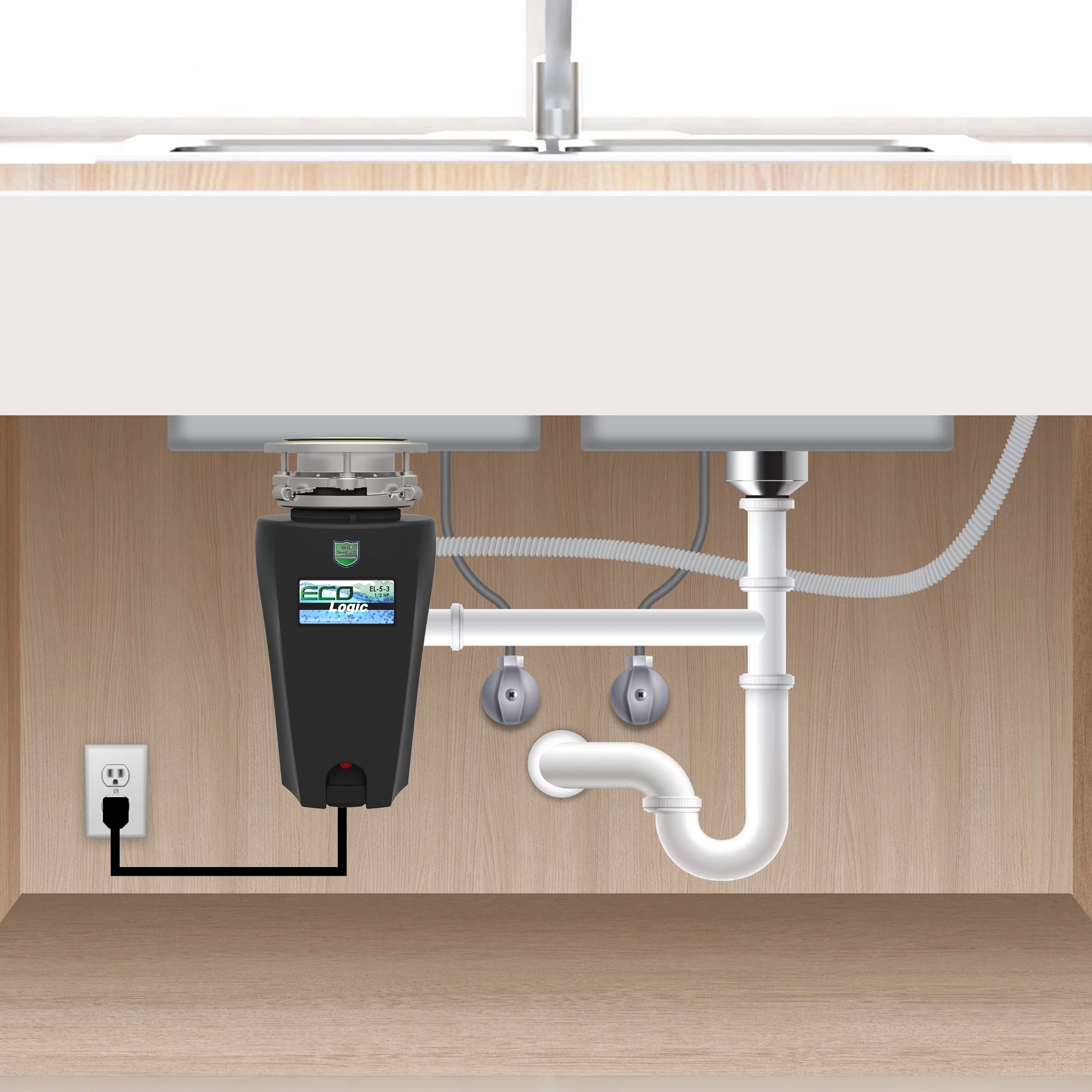 Eco Logic 1/2 HP Garbage Disposal with Attached Power Cord 10-US-EL-5-3B - Image 4