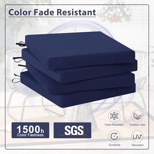 Favoyard Outdoor Chair Cushion Set of 4 Rainproof & Color Fade Resistant 19 x 19 x 2 in Square Corner Patio Furniture Cushions with Waterproof Hidden Zipper Attach Ties for Dining Table Chairs Seats - Image 26