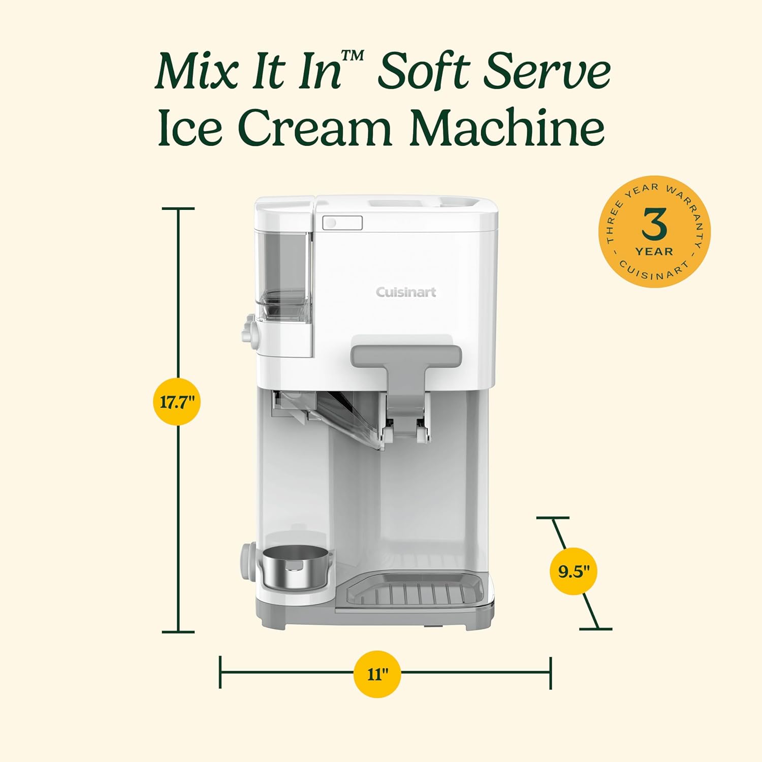 Cuisinart Soft Serve Ice Cream Machine- Mix It In Ice Cream Maker for Frozen Yogurt, Sorbet, Gelato, Drinks 1.5 Quart, White, ICE-48 - Image 18