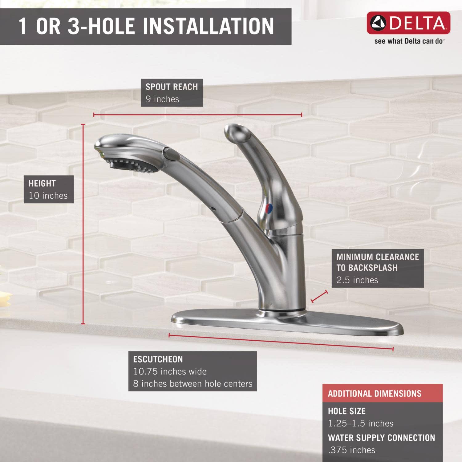 Delta 470-WH-DST Signature Single Handle Pull-Out Kitchen Faucet White - Image 3