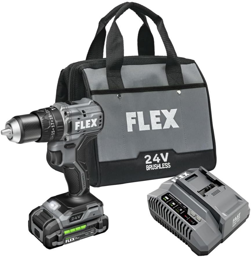 FLEX 24V Brushless Cordless 1/2-Inch 1,400 In-Lbs Torque 2-Speed Hammer Drill Turbo Mode Kit with 6.0Ah Stacked Lithium Battery and 280W Rapid Charger – FX1271T-1H - Image 2