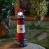 Garden Outdoor Statues, Waterproof Lighthouse Lights Lawn Decor; Automatic Rotating Solar Lights for Yard, Patio, Ground, Tabletop Decoration; Unique Housewarming Gifts – Red