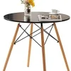 xrboomlife White Dining Table 31.5”u2013Small Round Modern Dining Room Table Kitchen Table Coffee Table – for 2 to 4 People