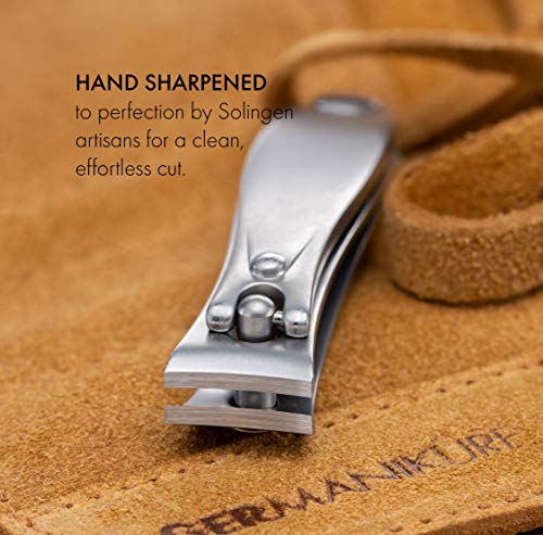 GERMANIKURE Nail Clippers and Sapphire Nail File Set in Black Leather Case ?C Ethically Made in Solingen Germany, FINOX Stainless Steel Tools ?C Professional Quality Manicure & Pedicure Kit for Men - Image 3