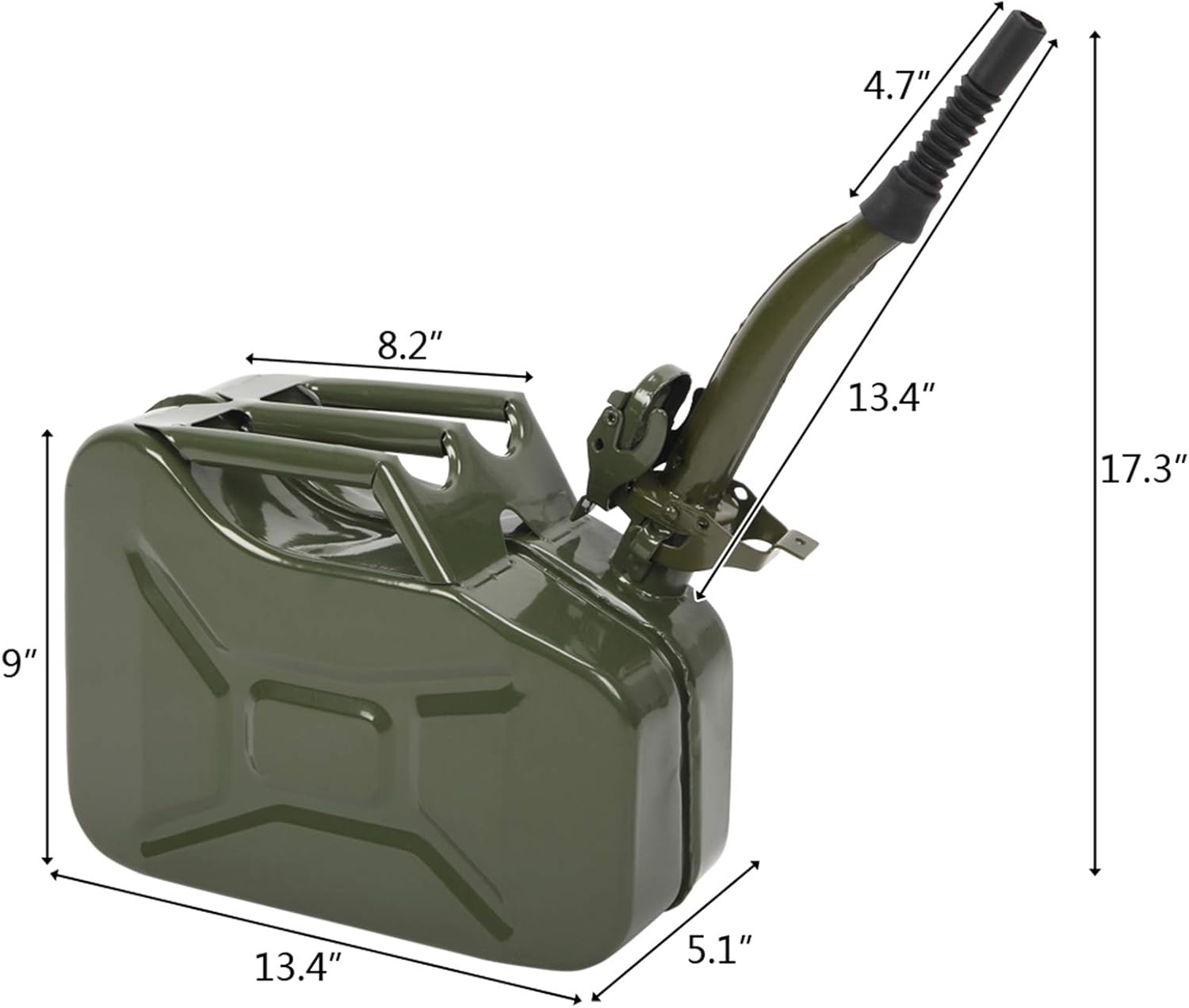 Portable 10L 2.5 Gallon Metal Gas-Fuel Cold-rolled Plate-Diesel Tank Bucket with Pipe US(Green 1) - Image 6