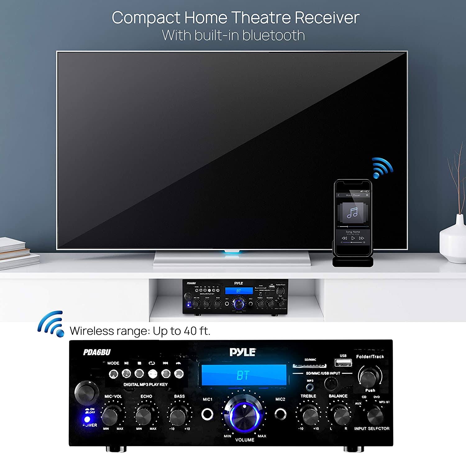 Pyle PDA6BU.5 Bluetooth Stereo Amplifier Receiver - Image 3