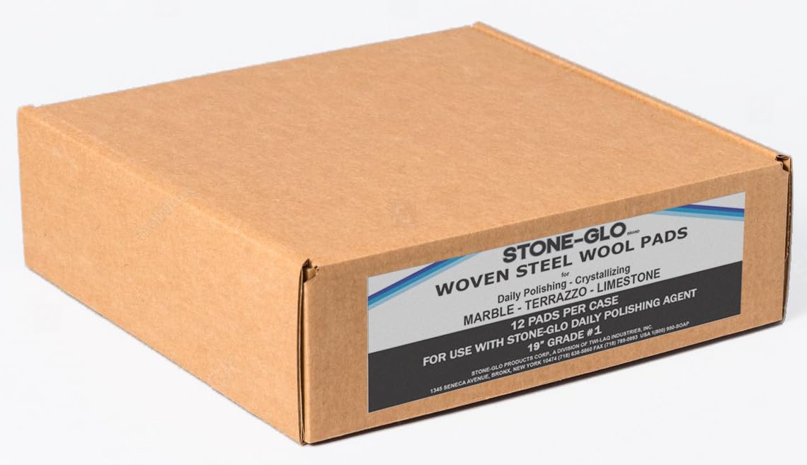 STONE-GLO Steel Wool Floor Polishing Pad – Unsurpassed Durability & Versatility, Steel Wool Pads – Boost Your Cleaning Productivity 17 & 19 Grades 000, 00, 0, 1, 2, 3 (Grade 1, 19 Inches 12pcs) - Image 2