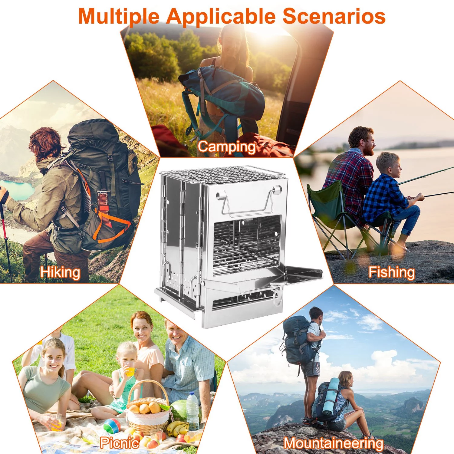 Folding Wood Burning Camp Stove, iMounTEK Small Portable Stainless Steel Backpacking Stove Outdoor Cooking Tents Heating Hiking Survival, Mini BBQ Stove with Carry Bag - Image 9