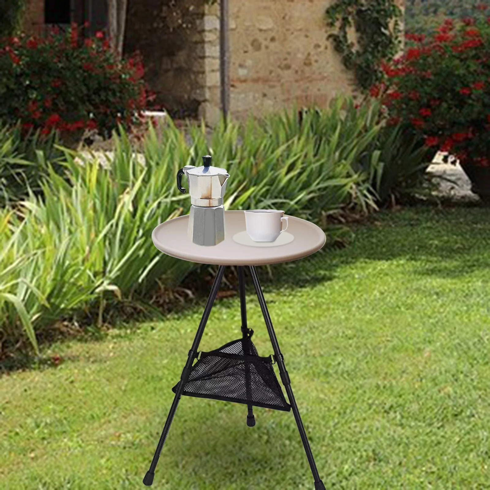 folding desk,Foldable Picnic Table Camping Folding Table,Outdoor Round Table Small Tea Coffee Table,Lightweight Beach Table Patio Dining Side Table,Fishing Tent Garden Table with Mesh Pocket - Image 10
