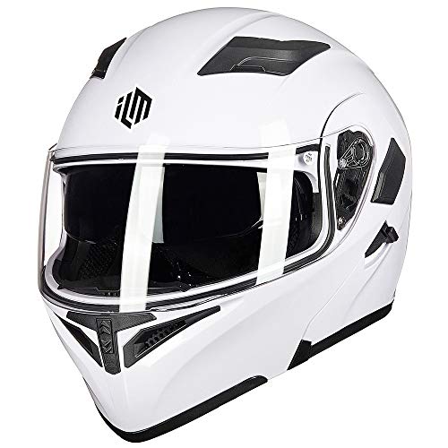 ILM Motorcycle Dual Visor Flip up Modular Full Face Helmet DOT 6 Colors Model 902 - Image 53