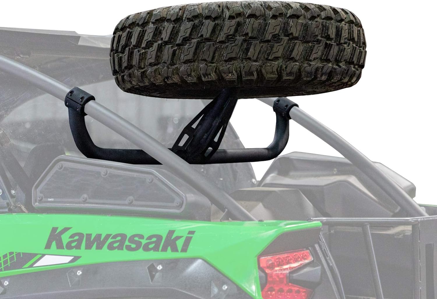 SuperATV Spare Tire Carrier for 2020+ Kawasaki Teryx KRX 1000 | Fits up to 37 Tire | Secures to Rear Frame of Vehicle | Made with Powder-Coated Steel Tubing | No Drilling or Welding Required!