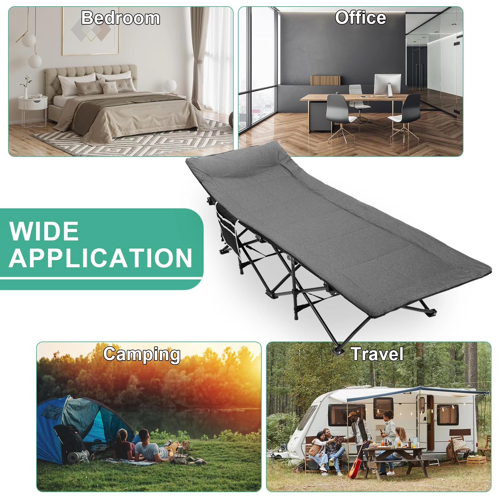 Folding Camping Cot ?C Deluxe Collapsible Single Person Bed in a Bag w/Pillow for Indoor & Outdoor Use ?C Ultra Lightweight, Comfortable, Heavy Duty Design Holds Adults & Kids - Image 4