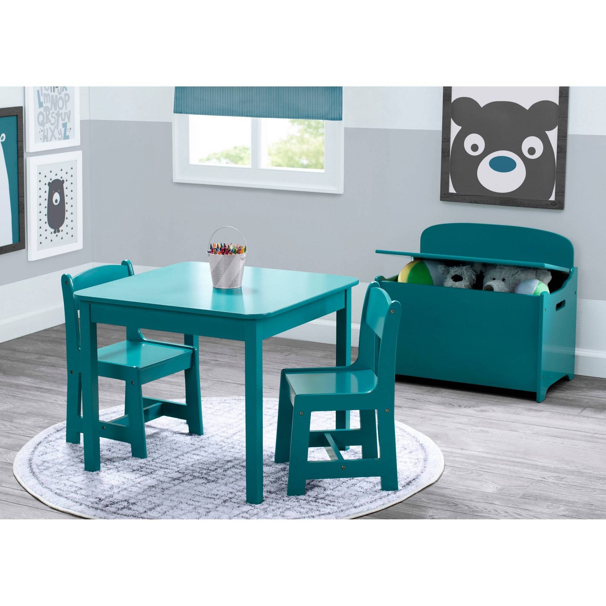 Delta Children MySize Kids Wood Table and Chair Set – Teal - Image 3