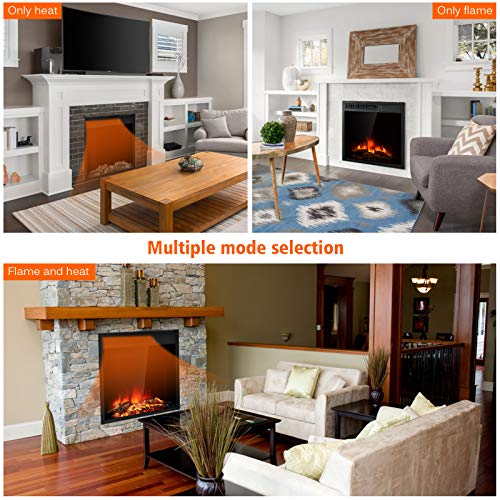 Tangkula 22.5 Inch Electric Fireplace Insert, Freestanding & Recessed Electric Fireplace Heater with Remote Control, Adjustable Heater, 7 Log Hearth Flame Settings for Home Room Indoor (22.5) - Image 6